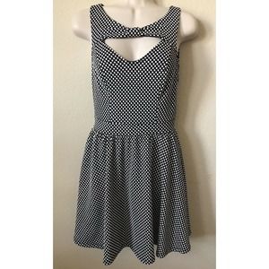 Material Girl Black Polka Dot Sleeveless Cutout Fit Flare Women's Dress Size S